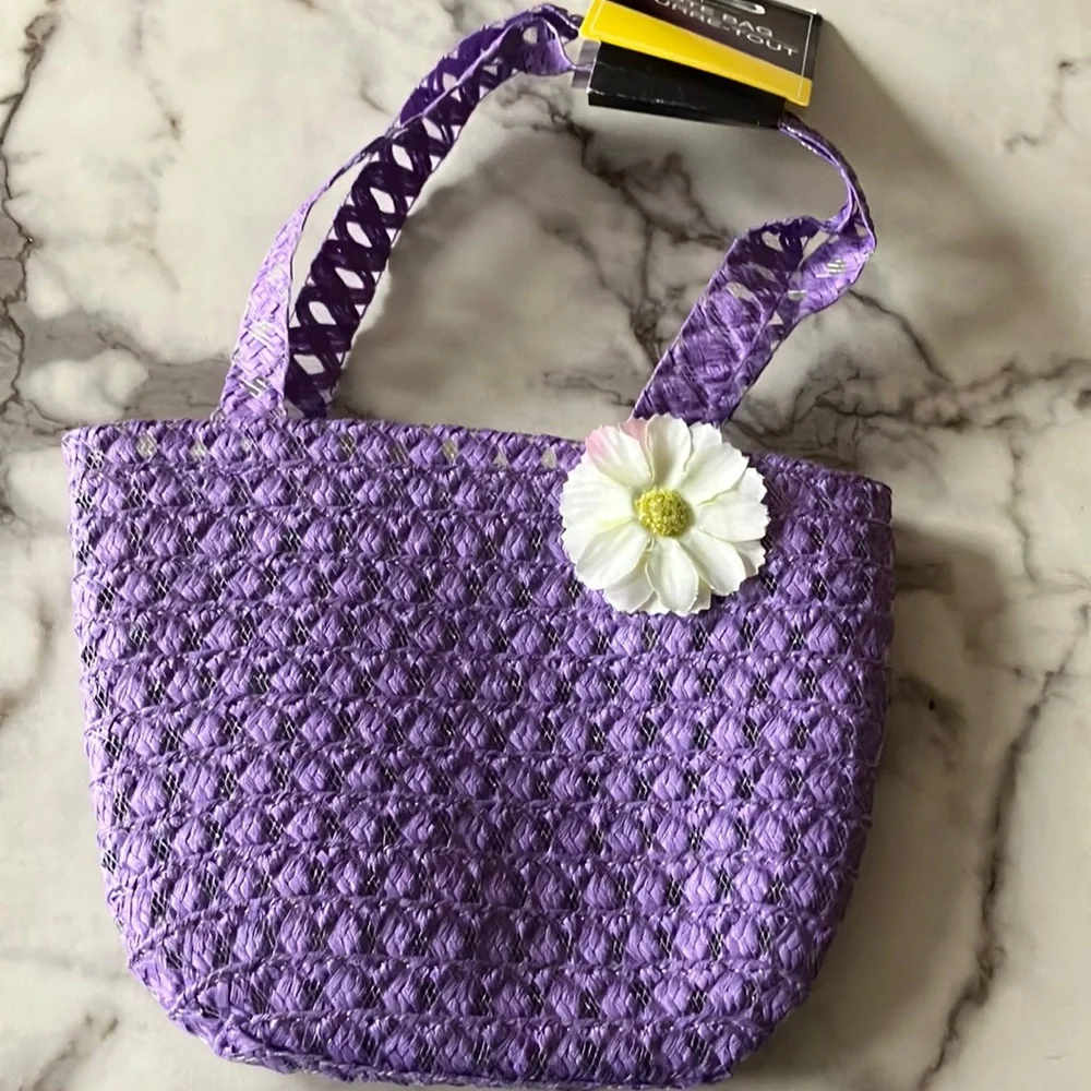 🐰 Kids Purple Hat with‎ Floral Accents, matching bag and Bunny Plush 💜